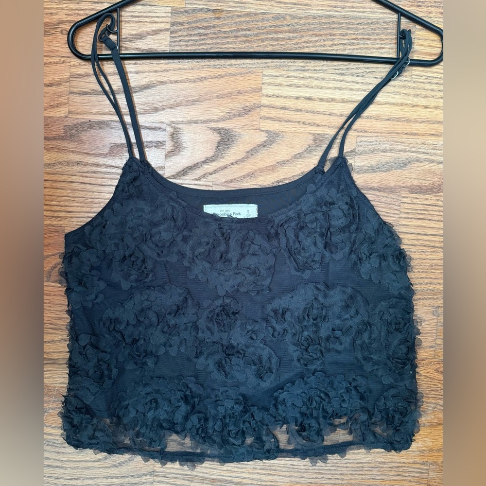 Abercrombie‎ & Fitch Black Lace Tank top Whimsygoth Fairy Spaghetti Strap y2k